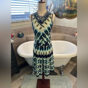 Like New Felicity & Coco gorgeous aqua printed fit and flair sexy